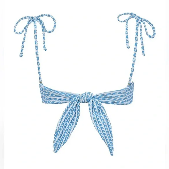 Montce Swim Bikini Set NWT Wave Repeat Tori Ties Bandeau Top & Lulu Bottoms S - Picture 12 of 13